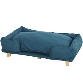 Raised Dog Couch with Comfortable Cushion, Pine Wood Legs, Foot Pads, for Large-Sized Dogs Indoor Use, Dark Blue Raised Dog Couch with Comfortable Cushion, Pine Wood Legs, Foot Pads, for Large-Sized Dogs Indoor Use, Dark Blue